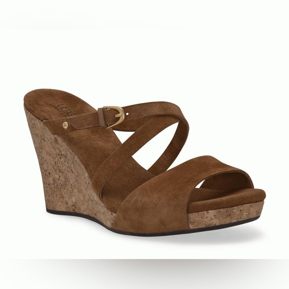UGG Jullita Brown Wedge Sandals Size 9